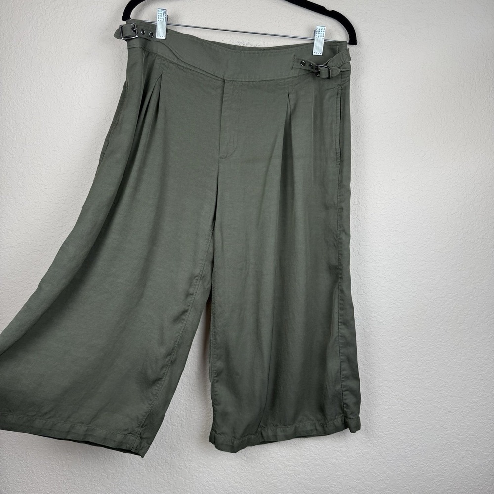 Banana Republic Heritage Cropped Olive Green Pants Women's 6 Cotton Wide Leg